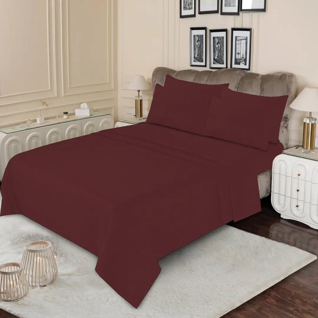 WHOLESALE 6 PCS DYED STRIPED SHEET SET (4000S) — Bulk Case With 12 Unique Designs