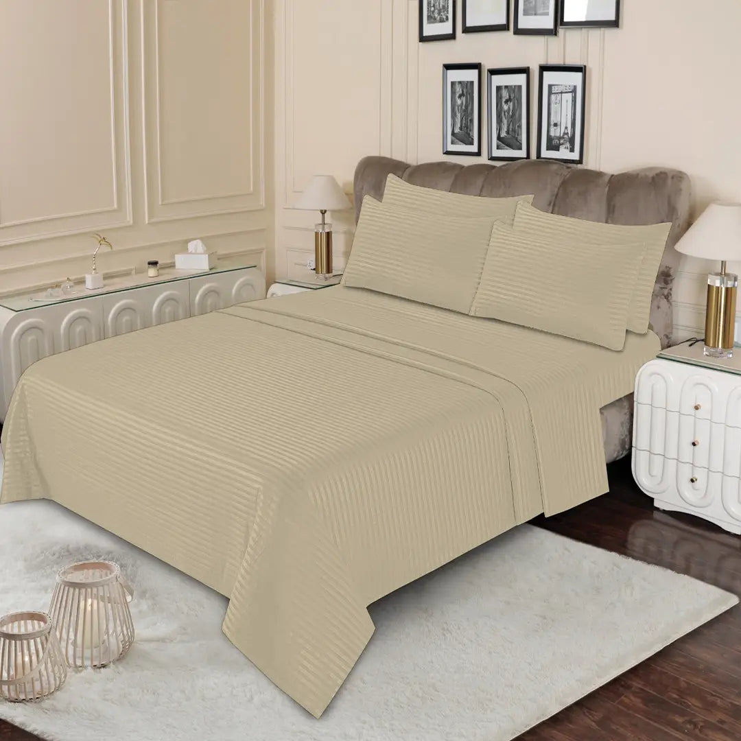 WHOLESALE 6 PCS DYED STRIPED SHEET SET (4000S) — Bulk Case With 12 Unique Designs