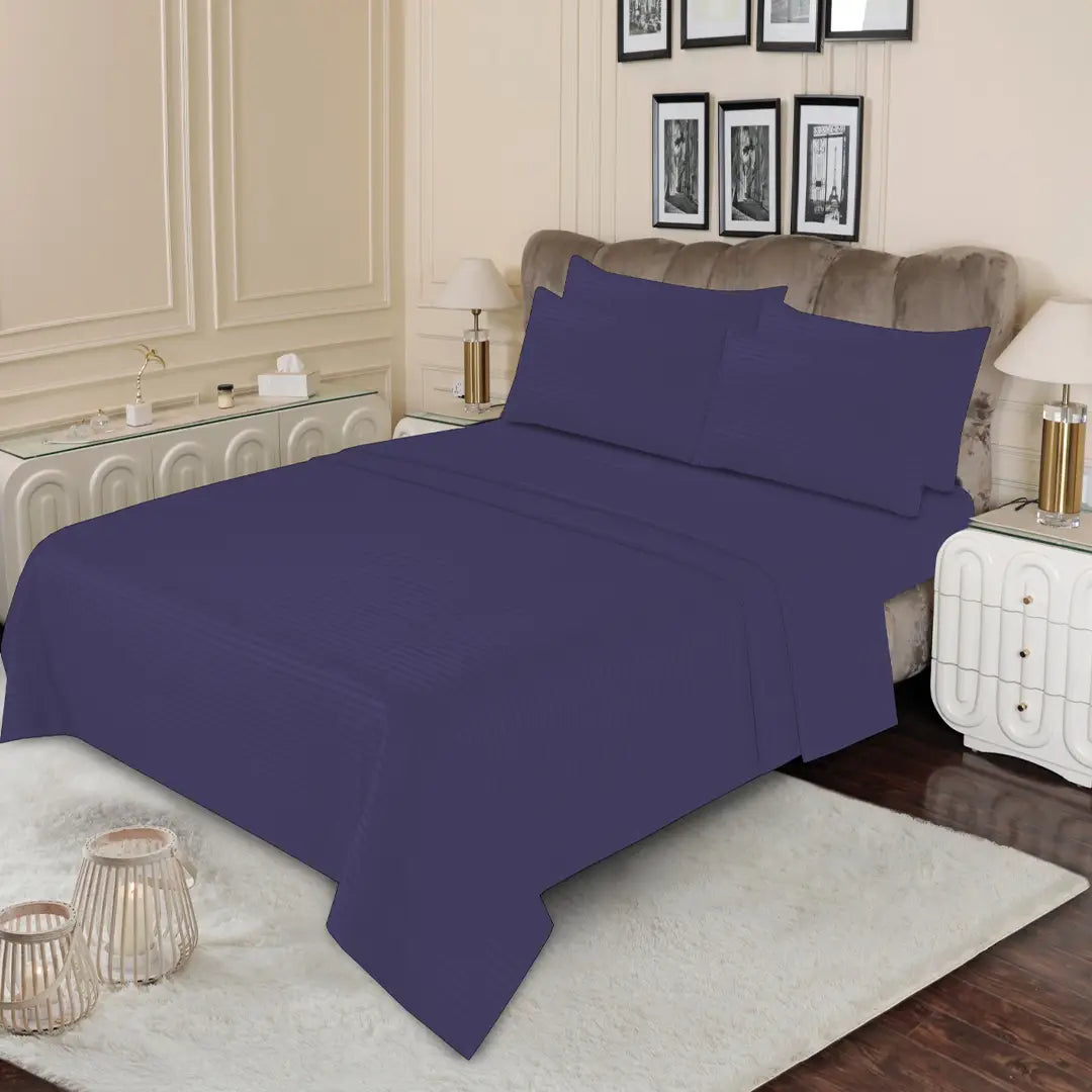 WHOLESALE 6 PCS DYED STRIPED SHEET SET (4000S) — Bulk Case With 12 Unique Designs