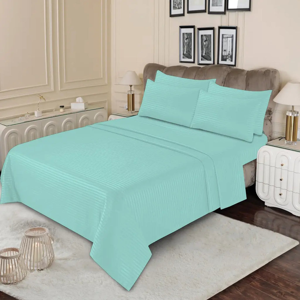 WHOLESALE 6 PCS DYED STRIPED SHEET SET (4000S) — Bulk Case With 12 Unique Designs