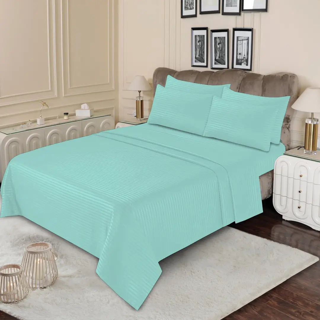 WHOLESALE 6 PCS DYED STRIPED SHEET SET (4000S) — Bulk Case With 12 Unique Designs