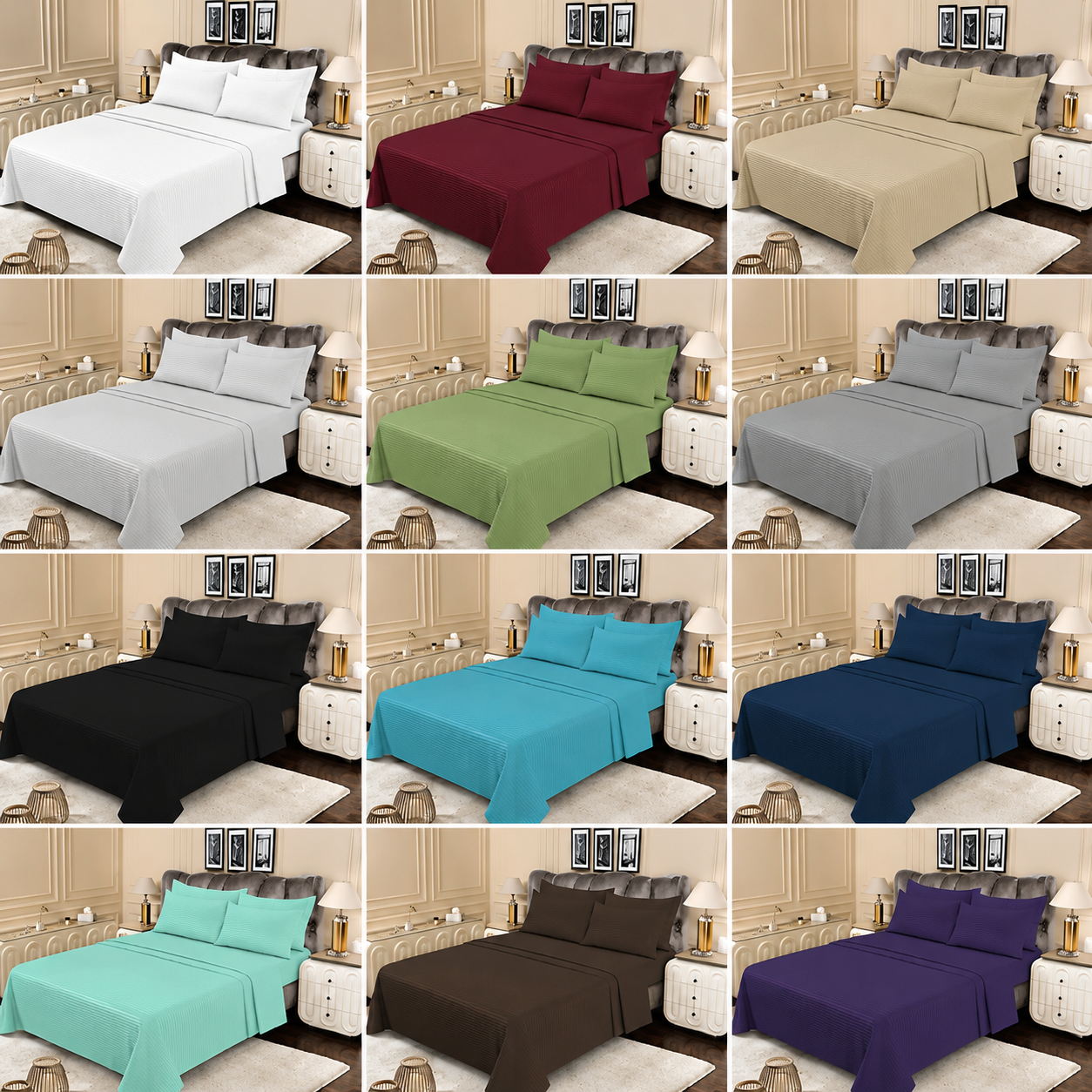 6 PCS DYED STRIPED SHEET SET (4000S)